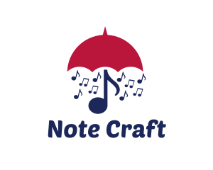 Note - Musical Notes Umbrella logo design