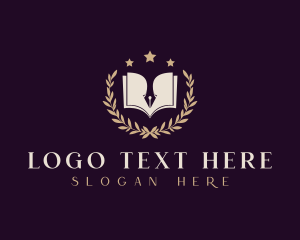 Poem - Pen Book  Literature logo design