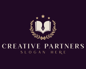 Pen Book  Literature logo design