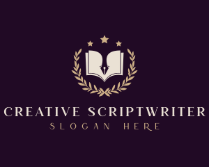 Pen Book  Literature logo design