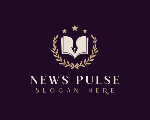 Newspaper - Pen Book  Literature logo design