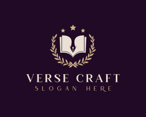 Poem - Pen Book  Literature logo design