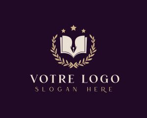 Writing - Pen Book  Literature logo design