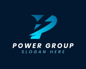 Power Lightning Letter P logo design