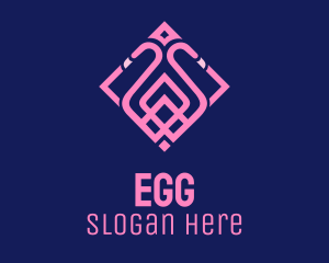 Pink Flamingo Square logo design