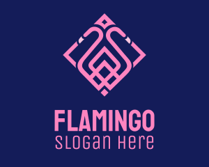 Pink Flamingo Square logo design