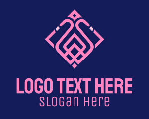 Stork - Pink Flamingo Square logo design