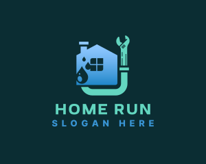 Water Droplet Plumbing Home logo design