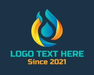 Oil And Gas - Flame Droplet Element logo design