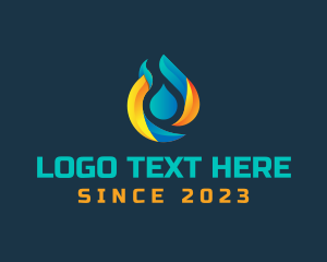 Hvac - Flame Droplet Petroleum logo design