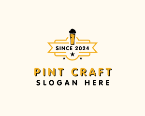 Pint - Gold Beer Booze logo design
