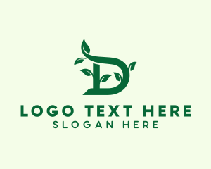 Vegetarian - Garden Leaf Letter D logo design