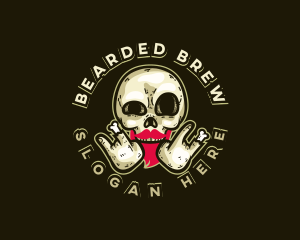 Rockstar Skull Beard logo design