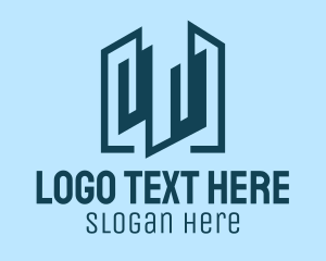 Rental - Geometric Building Towers logo design