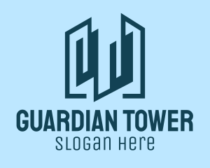 Geometric Building Towers  logo design