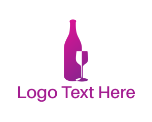 Purple Wine - Wine Bottle Glass logo design