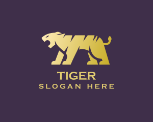 Gold Tiger Animal logo design