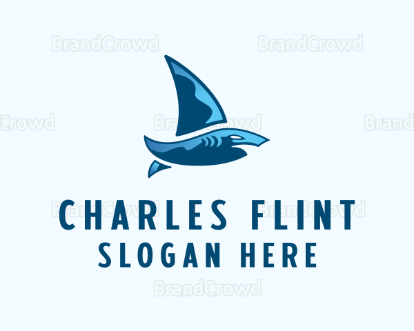 Shark Sailing Boat Logo