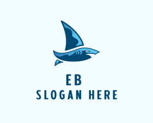 Fish - Shark Sailing Boat logo design