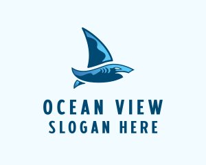 Shark Sailing Boat logo design