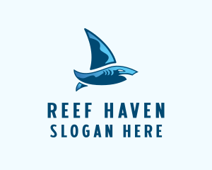 Reef - Shark Sailing Boat logo design