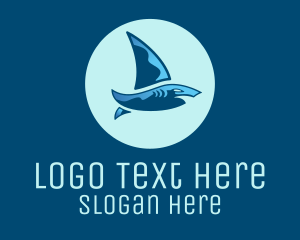 Swim - Blue Shark Sailing Boat logo design