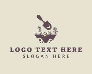 Vegan - Trowel Shovel Flower Landscaping logo design