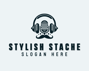 Mustache Microphone Podcast logo design