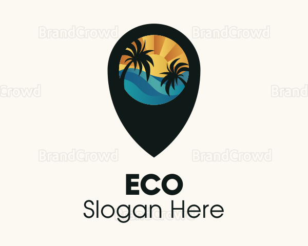 Tropical Beach Location Logo