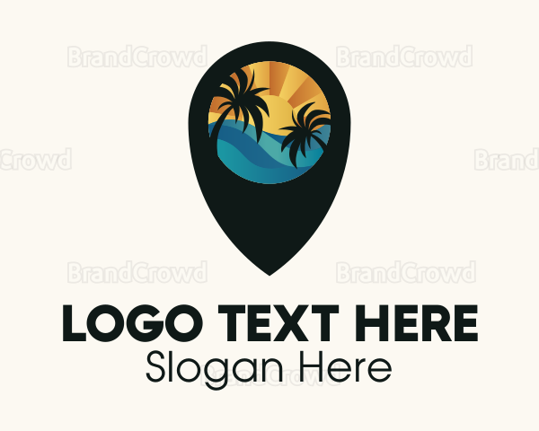 Tropical Beach Location Logo