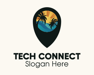 Tropical Beach Location Logo