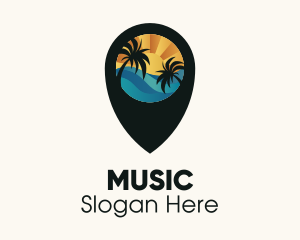 Sunset - Tropical Beach Location logo design