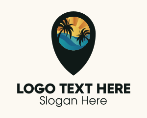 Pin - Tropical Beach Location logo design