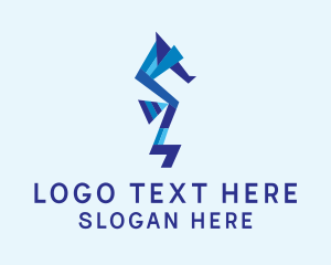 Modern - Blue Seahorse Papercraft logo design