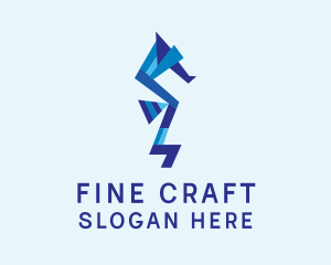 Blue Seahorse Papercraft  logo design