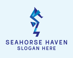 Seahorse - Blue Seahorse Papercraft logo design