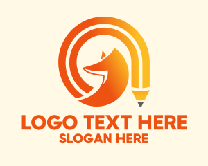 School - Fox Gradient Pencil logo design