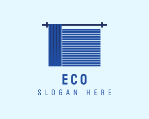 Window Blinds - Blue Window Curtain Blinds logo design