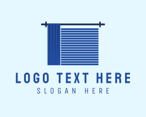 Interior Design - Blue Window Curtain Blinds logo design