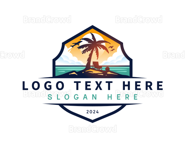 Airplane Travel Beach Logo