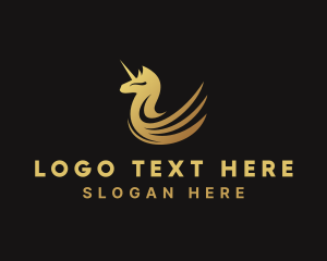 Golden - Gold Deluxe Unicorn logo design