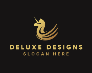 Deluxe - Gold Deluxe Unicorn logo design