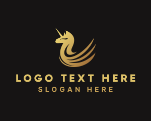 Mythical Creature - Gold Deluxe Unicorn logo design