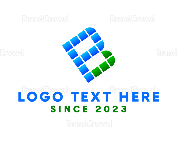 Blue Green Pixel Letter B Logo