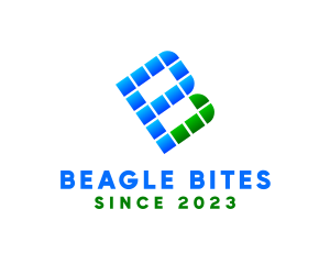 Blue Green Pixel Letter B logo design