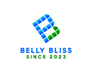 Blue Green Pixel Letter B logo design