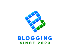 Blue Green Pixel Letter B logo design