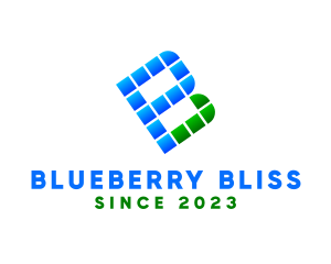 Blue Green Pixel Letter B logo design