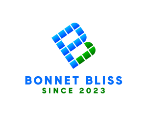 Blue Green Pixel Letter B logo design