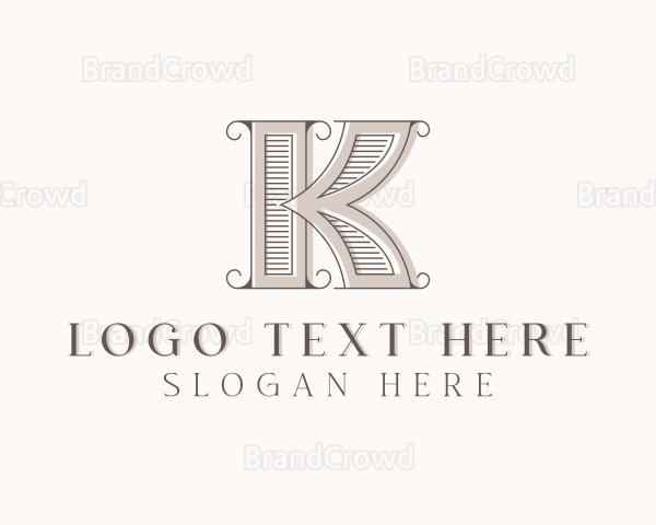 Antique Boutique Interior Design Letter K Logo
